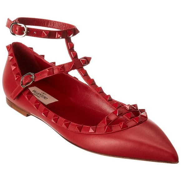 NEW VALENTINO GARAVANI Rockstud Ankle Strap Flats - Picture 5 of 13